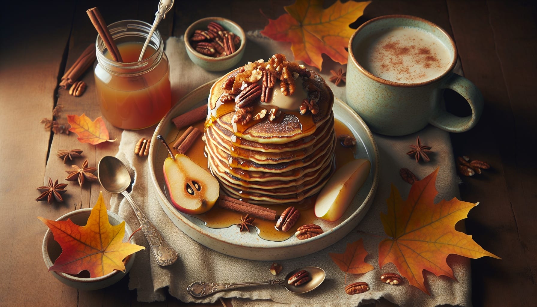 Spiced Pear Butter Pancakes with Pecan Crunch and Maple Cream - A delicious recipe by DigiDish