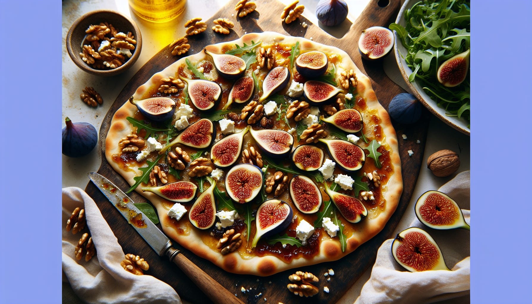 Caramelized Fig and Walnut Flatbread with Lemon Arugula Salad - A delicious recipe by DigiDish