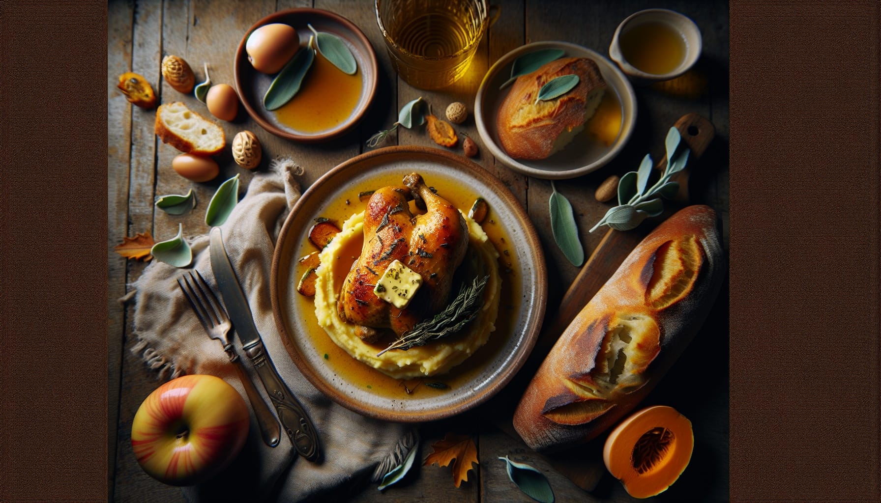 Cider Braised Chicken with Butternut Mash and Sage Butter - A delicious recipe by DigiDish