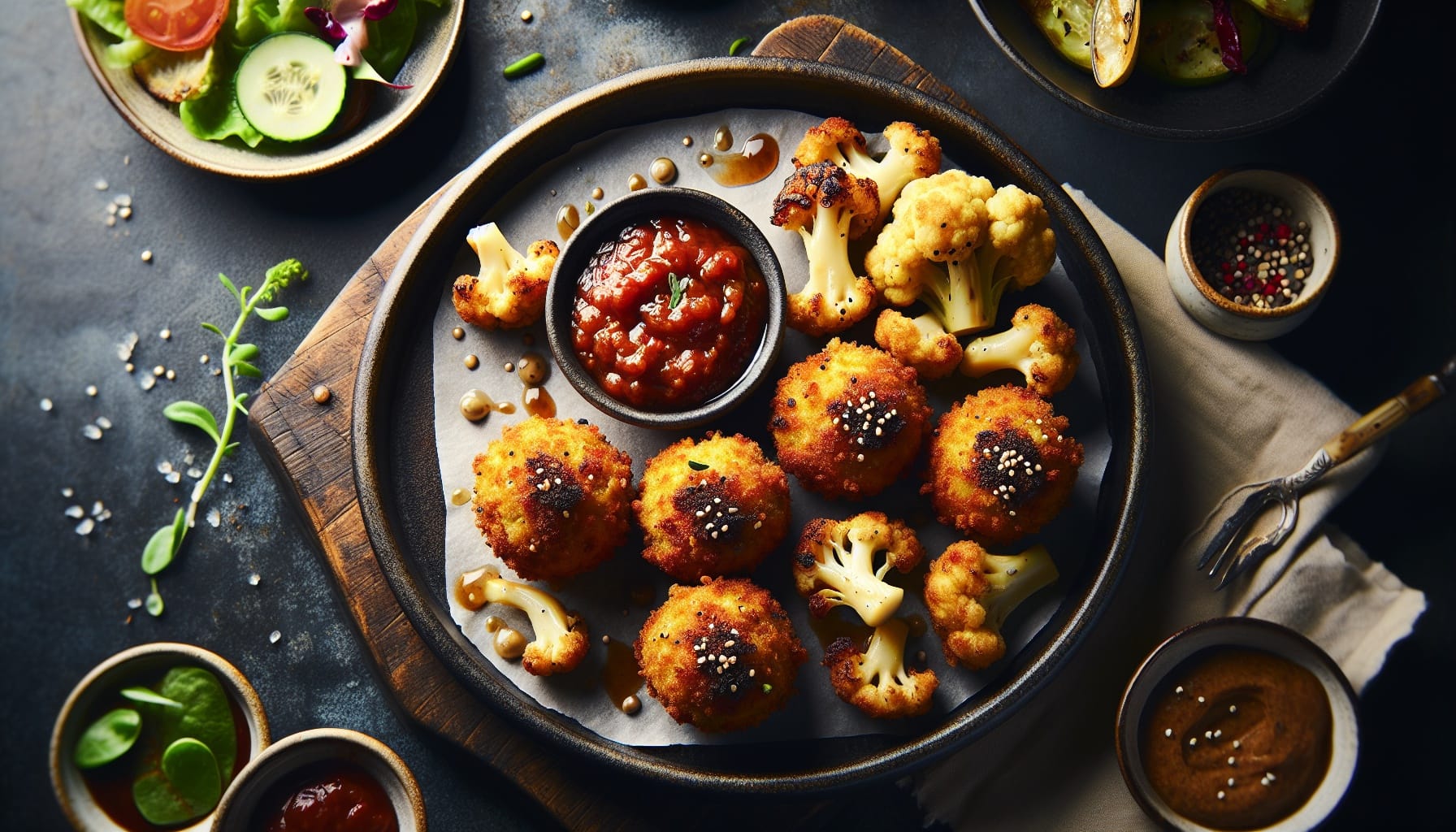Savory Lentil and Cauliflower Croquettes with Smoky Tomato Jam - A delicious recipe by DigiDish