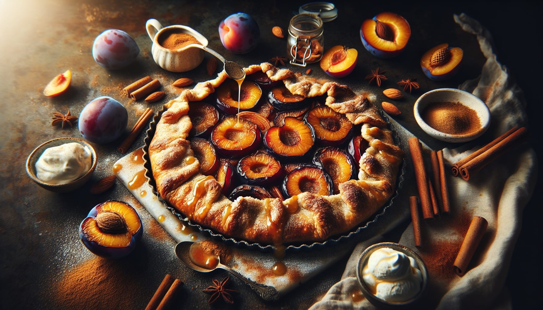 Warm Cinnamon Plum Galette with Vanilla Almond Drizzle - A delicious recipe by DigiDish