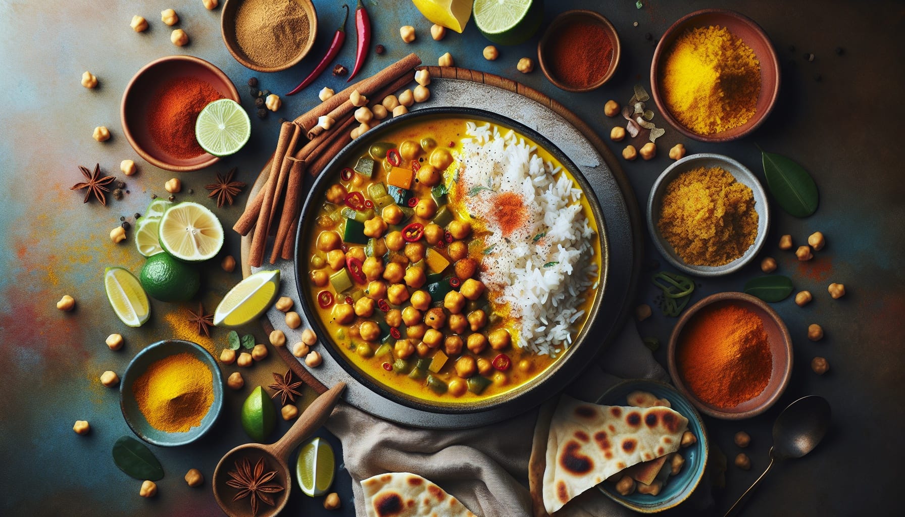 Turmeric Spiced Chickpea Stew with Coconut Lime Rice - A delicious recipe by DigiDish