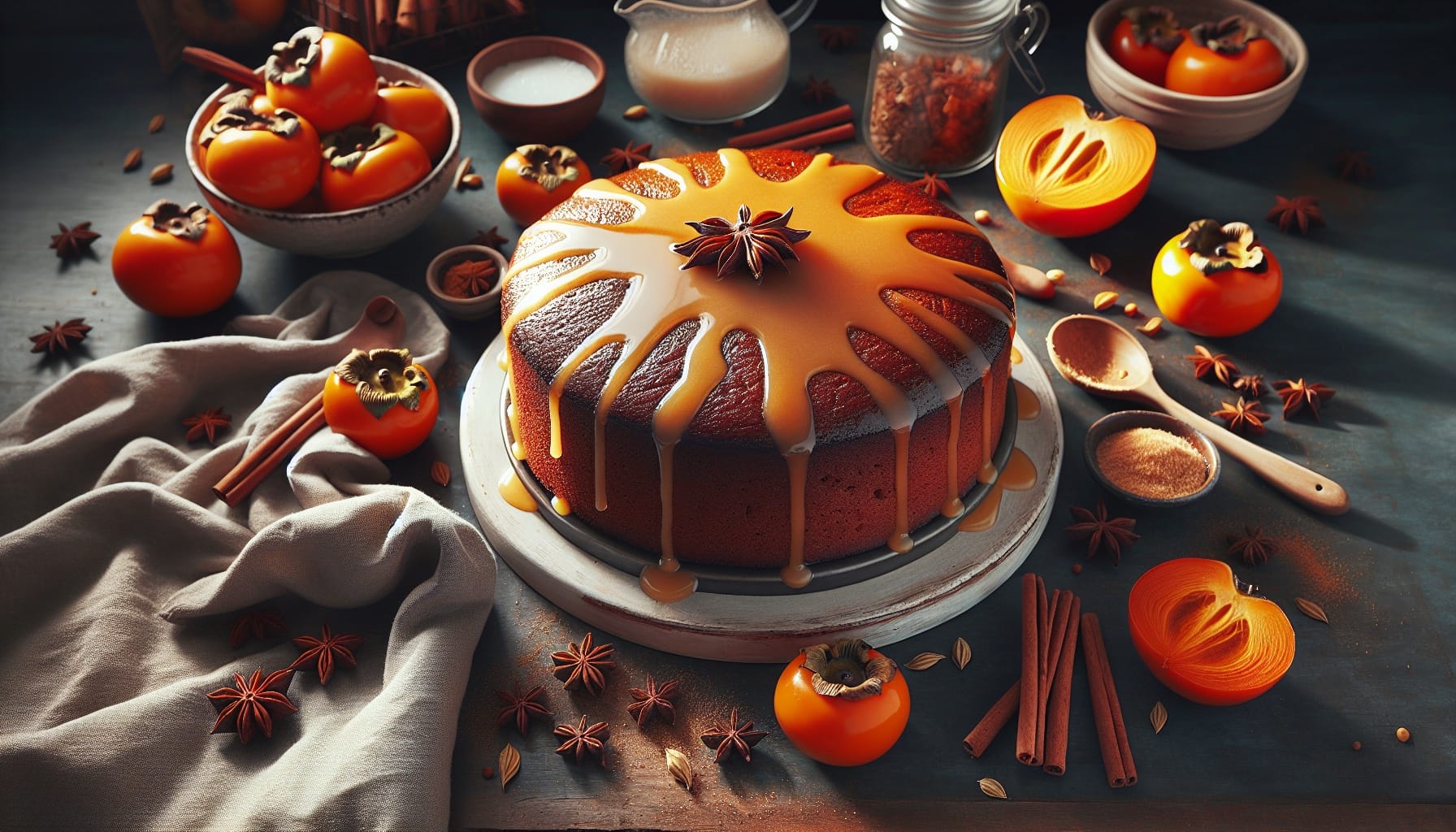 Spiced Persimmon Gingerbread with Maple Vanilla Glaze - A delicious recipe by DigiDish