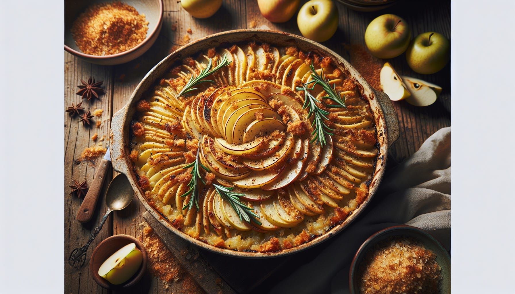 Spiced Celeriac and Apple Gratin with Crispy Rosemary Breadcrumbs - A delicious recipe by DigiDish