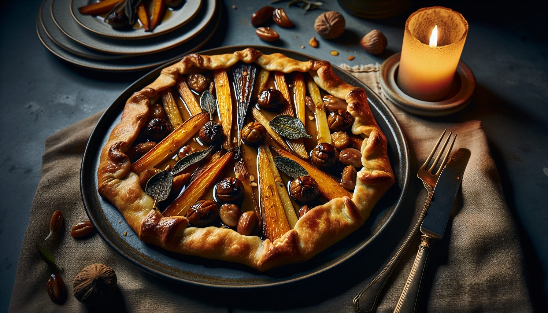 Roasted Parsnip and Chestnut Galette with Maple Sage Glaze - A delicious recipe by DigiDish