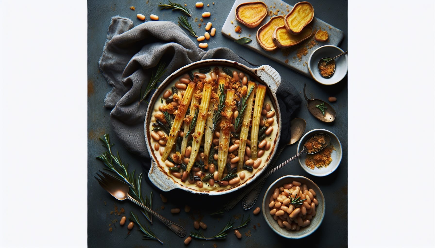 Creamy Parsnip and White Bean Gratin with Rosemary Crumb Topping - A delicious recipe by DigiDish