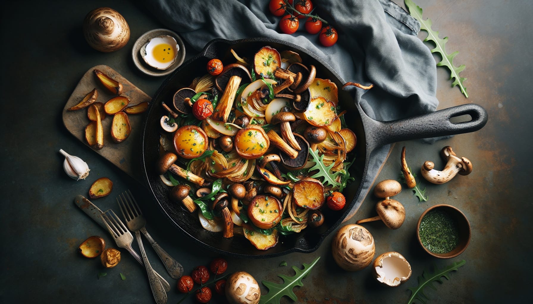 Crispy Sunchoke and Wild Mushroom Hash with Garlic Herb Cream - A delicious recipe by DigiDish