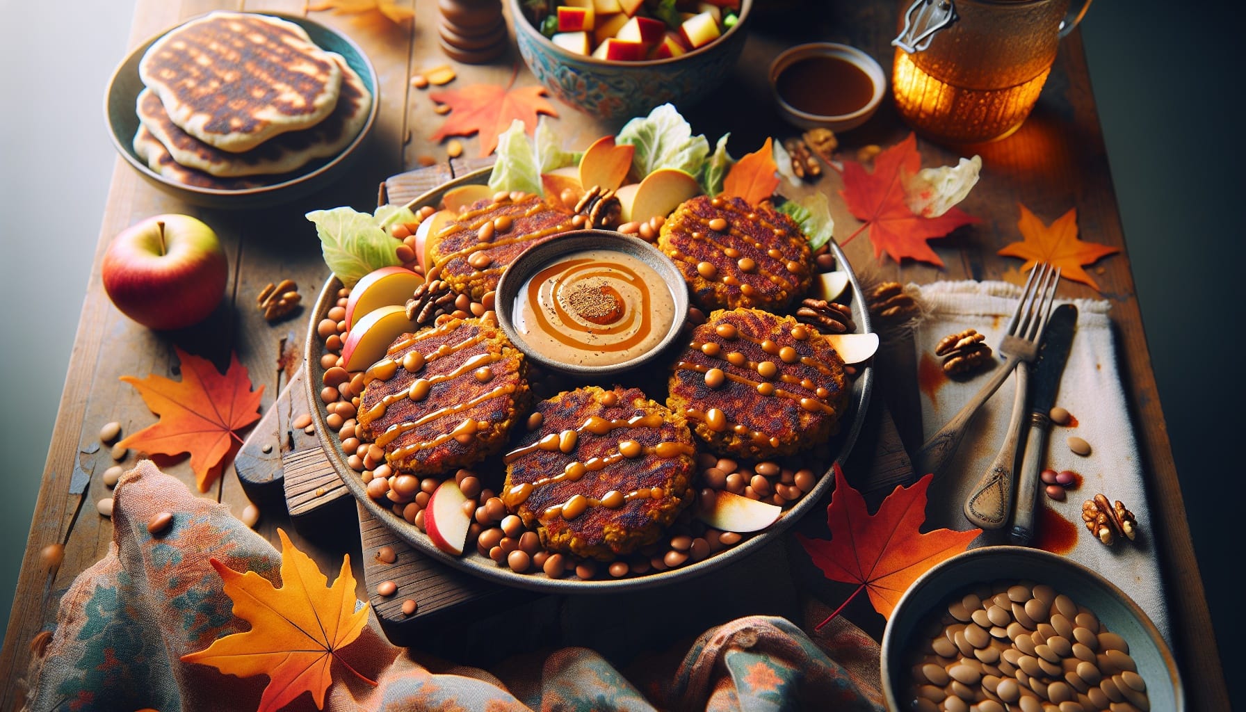Spiced Pumpkin Lentil Patties with Maple Tahini Drizzle - A delicious recipe by DigiDish