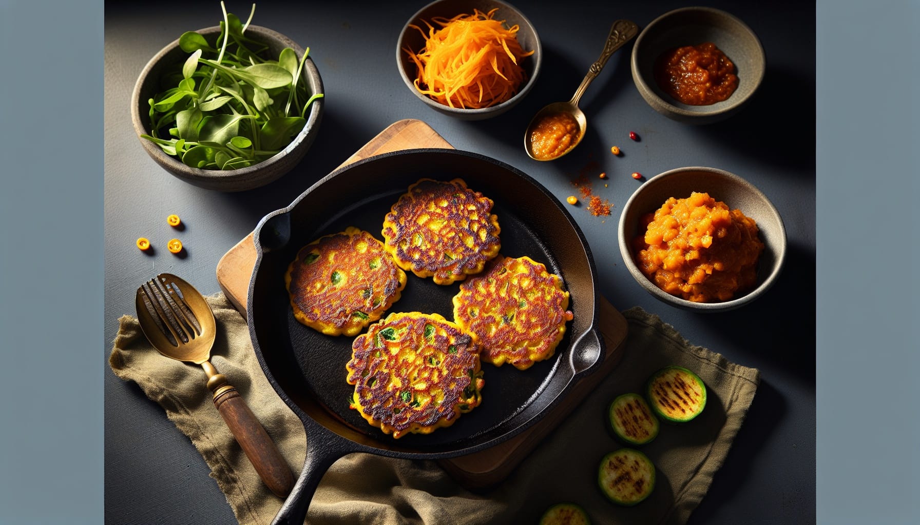 Golden Amaranth Fritters with Spiced Carrot Chutney - A delicious recipe by DigiDish
