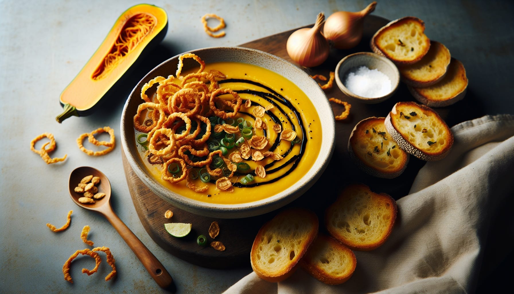 Roasted Honeynut Squash and Miso Soup with Crispy Shallot Topping - A delicious recipe by DigiDish