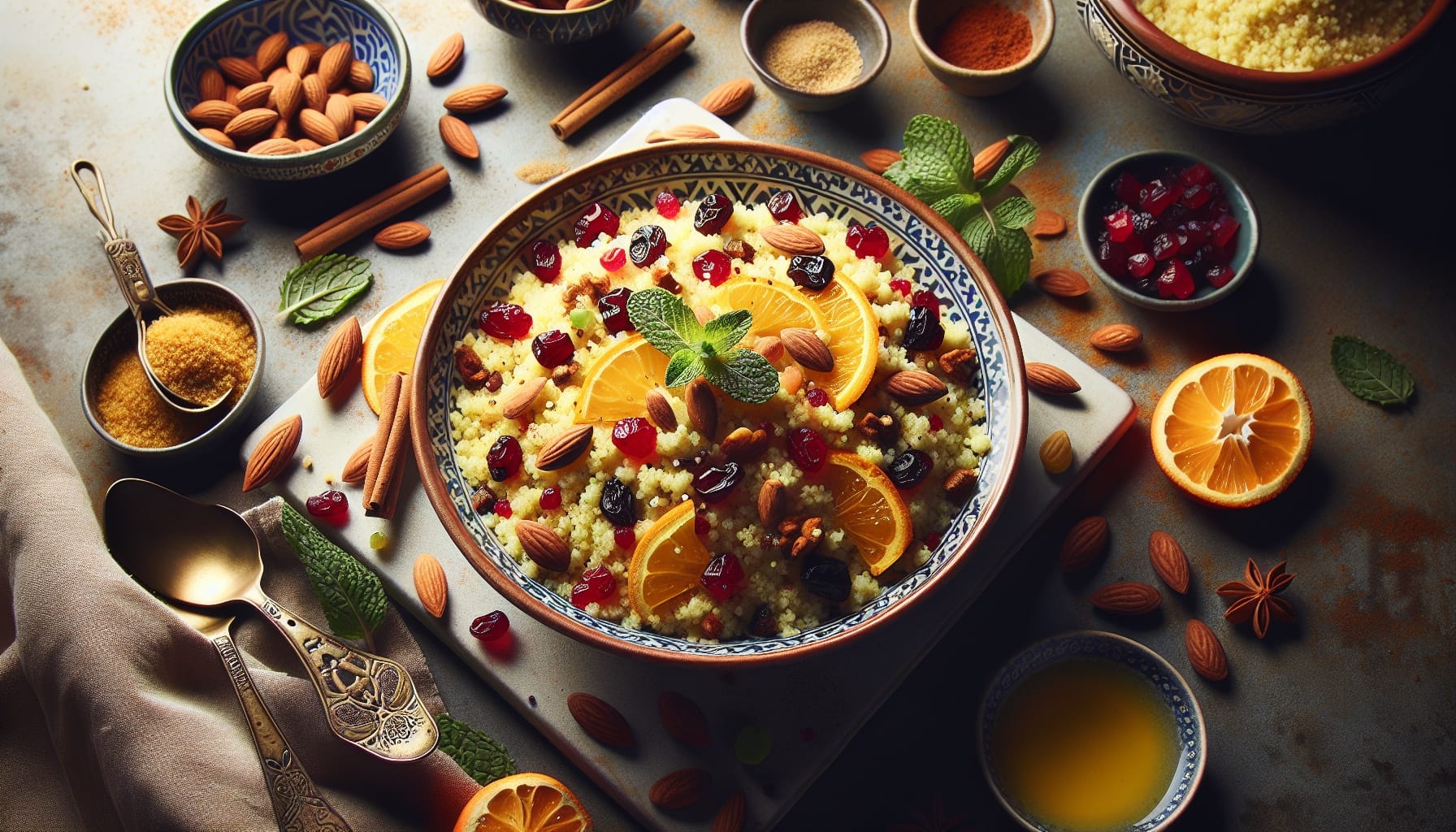 Spiced Cranberry Orange Couscous with Toasted Almonds and Fresh Mint - A delicious recipe by DigiDish