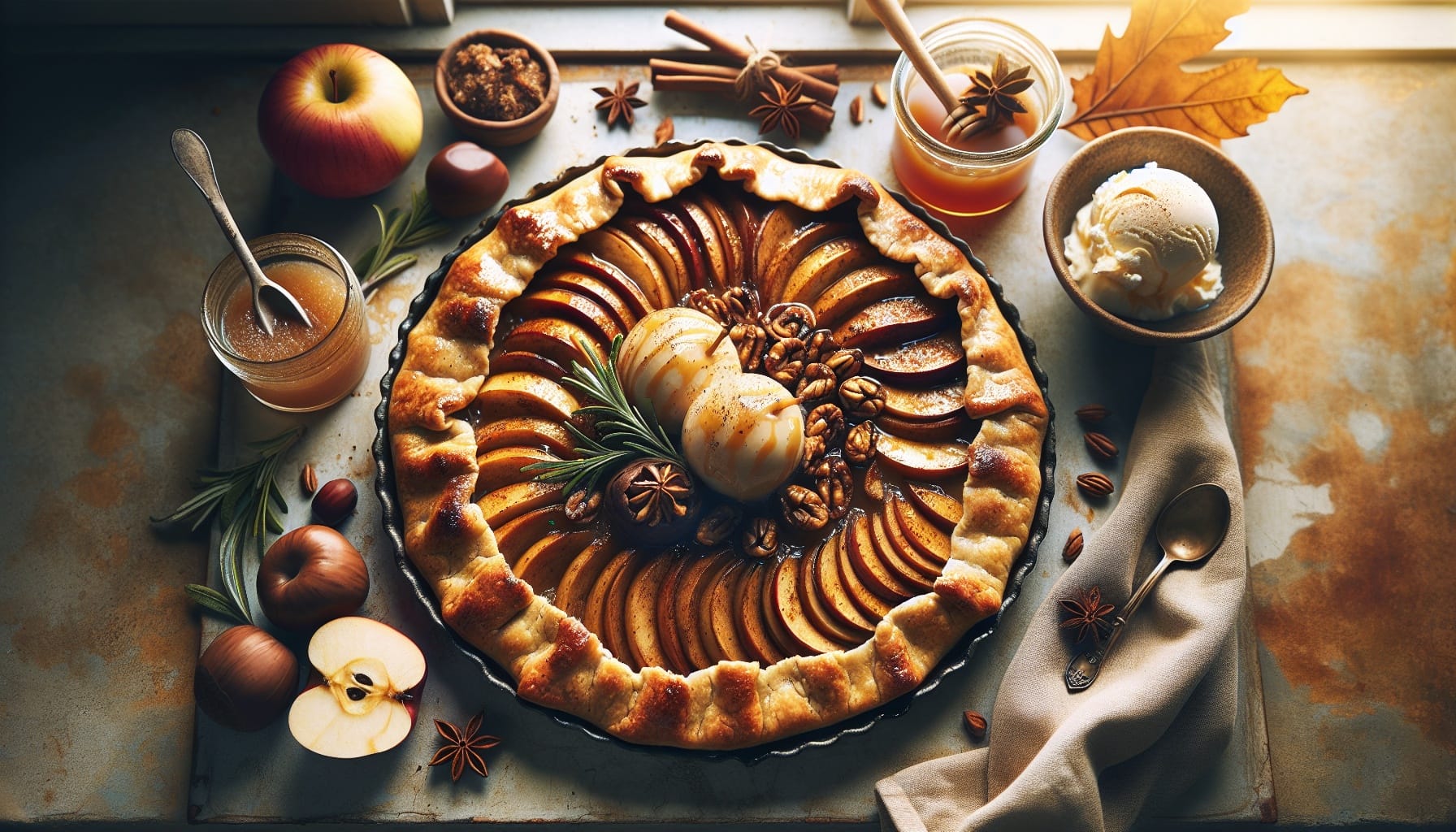 Spiced Apple and Chestnut Galette with Maple Rosemary Glaze - A delicious recipe by DigiDish
