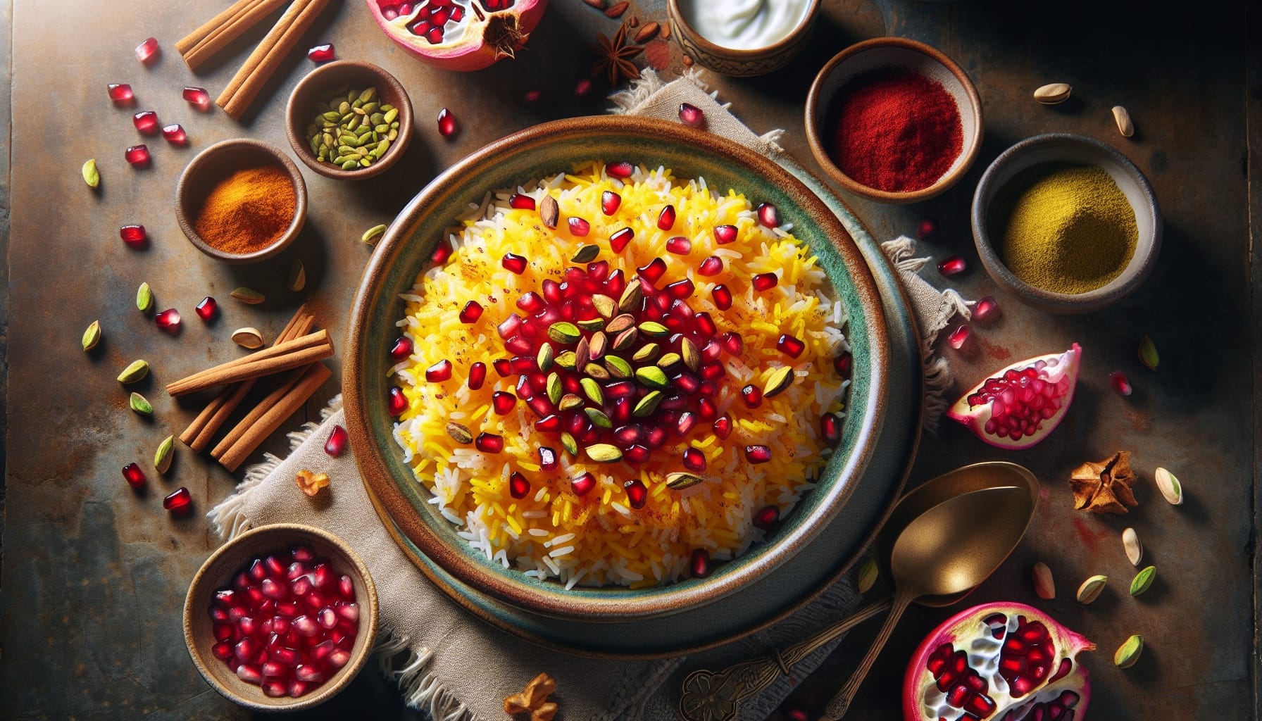 Persian Saffron Rice with Pomegranate Glaze and Toasted Pistachios - A delicious recipe by DigiDish