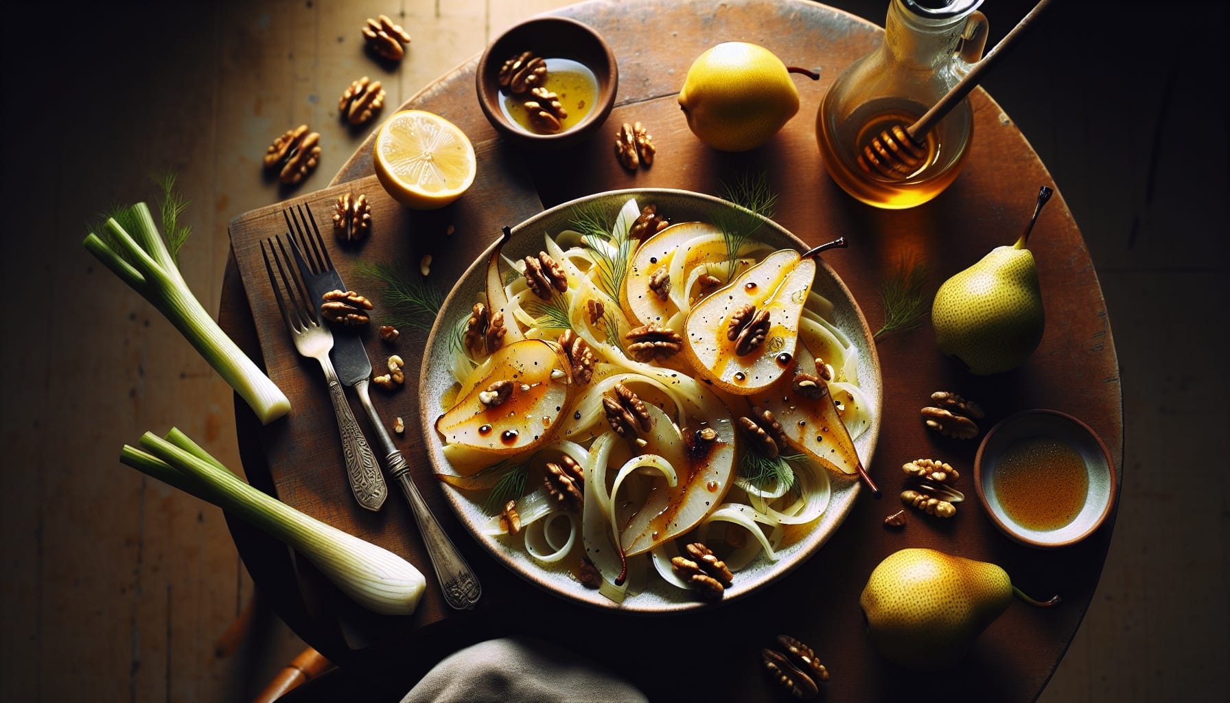 Honey Glazed Pear and Fennel Salad with Toasted Walnut Crunch - A delicious recipe by DigiDish