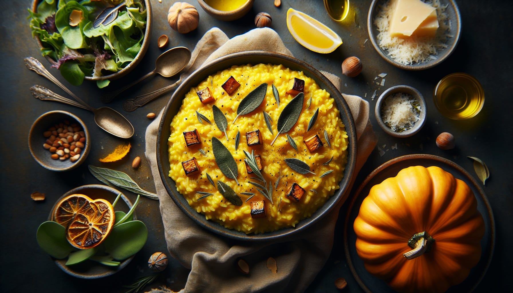 Golden Winter Squash Risotto with Crispy Sage and Lemon Zest - A delicious recipe by DigiDish
