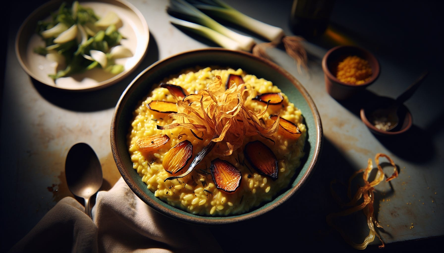 Creamy Parsnip and Saffron Risotto with Crispy Leek Topping - A delicious recipe by DigiDish