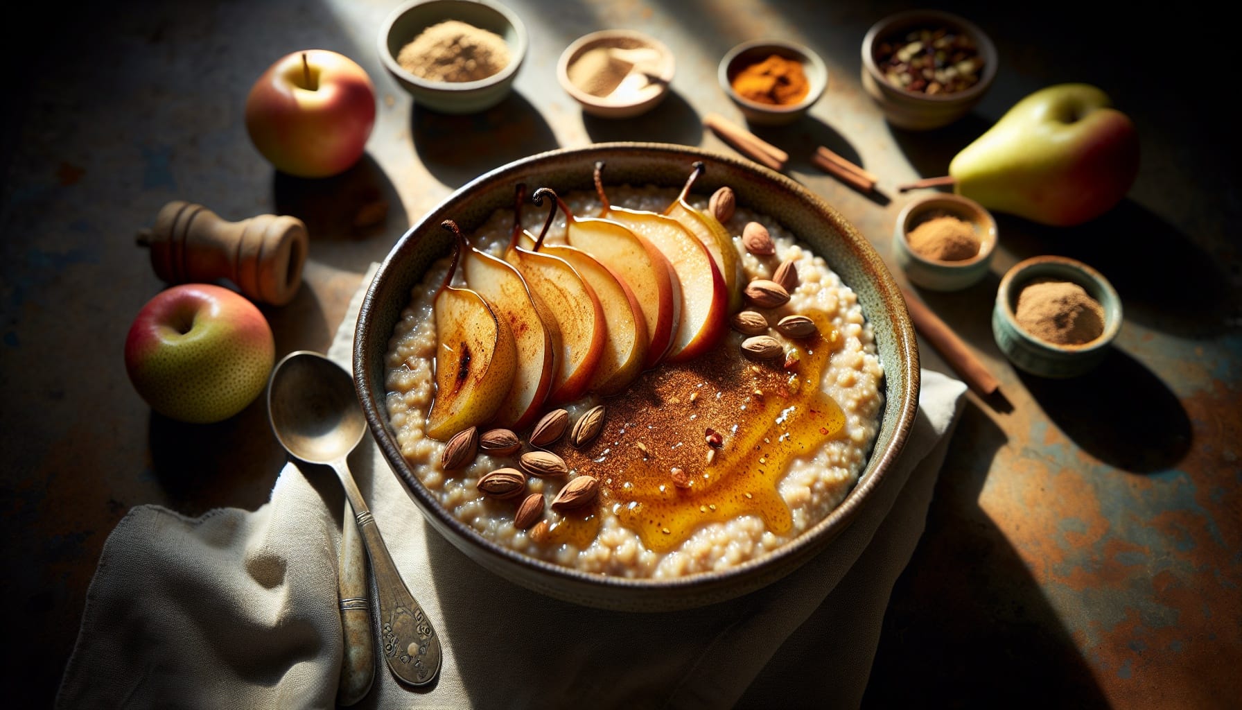 Warm Spiced Amaranth Porridge with Roasted Pears and Ginger Maple Syrup - A delicious recipe by DigiDish