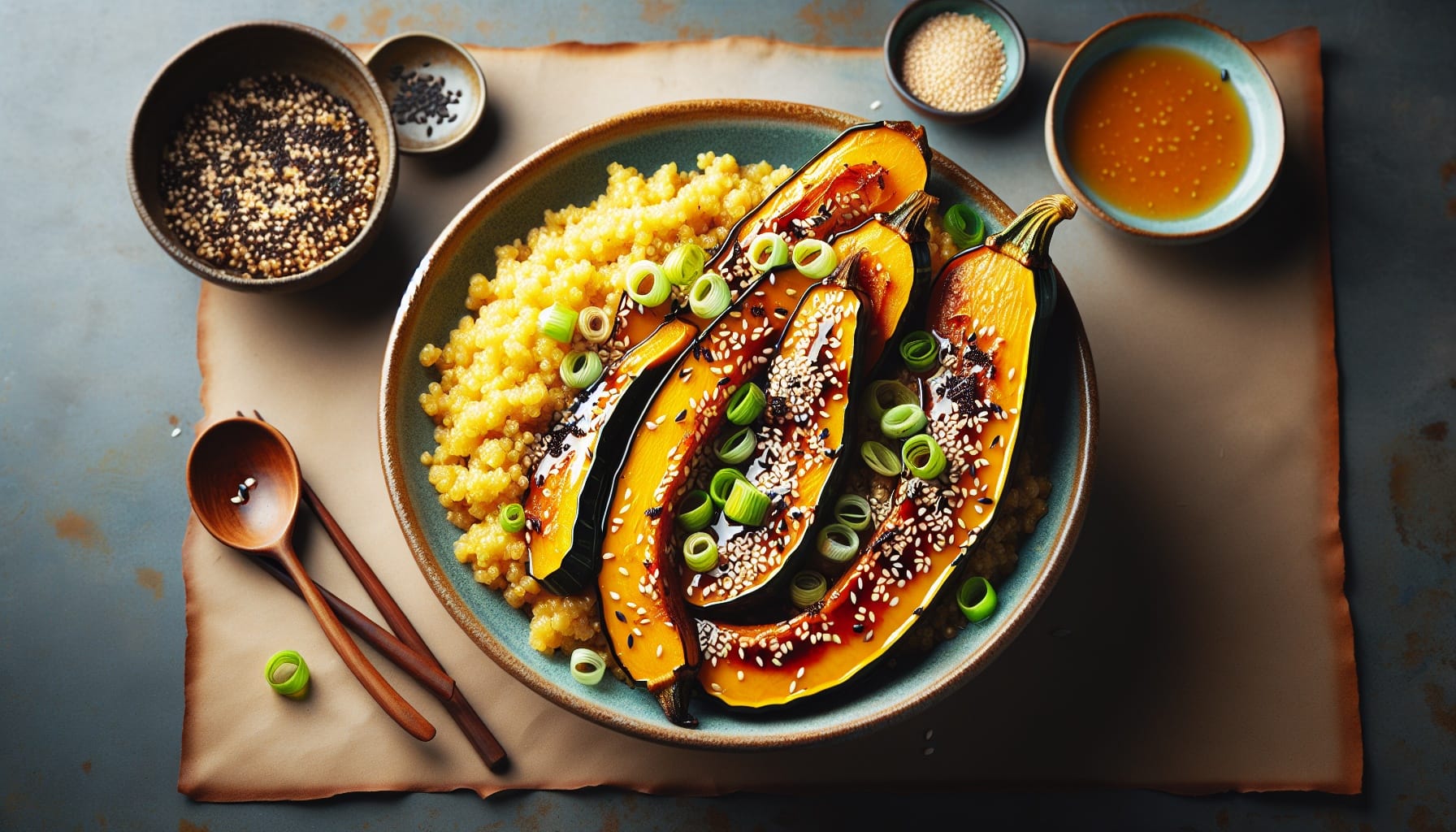 Miso Maple Glazed Delicata Squash with Toasted Sesame Quinoa - A delicious recipe by DigiDish