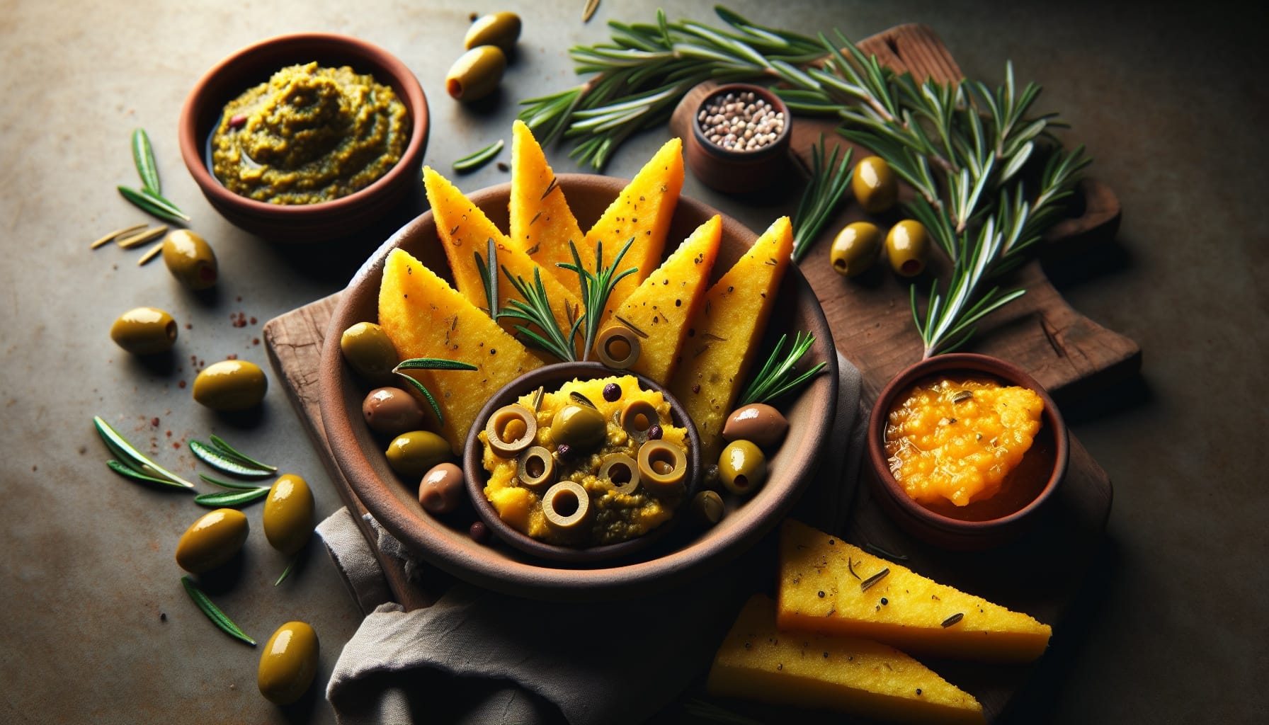 Crispy Polenta Wedges with Rosemary Olive Tapenade - A delicious recipe by DigiDish