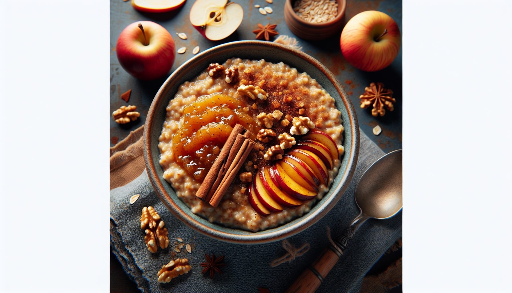 Spiced Millet Porridge with Roasted Apples and Cinnamon Walnut Crumble - A delicious recipe by DigiDish