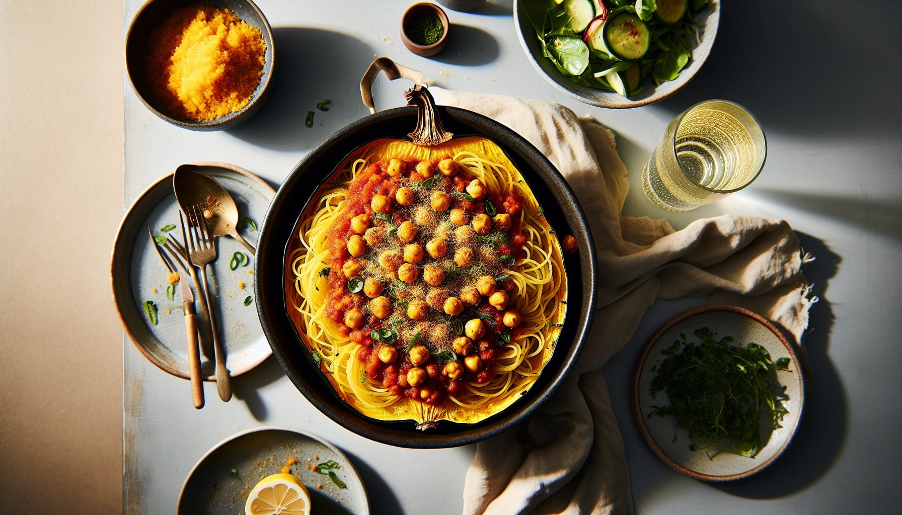 Baked Spaghetti Squash with Smoky Chickpea Ragu and Lemon Herb Crumb - A delicious recipe by DigiDish