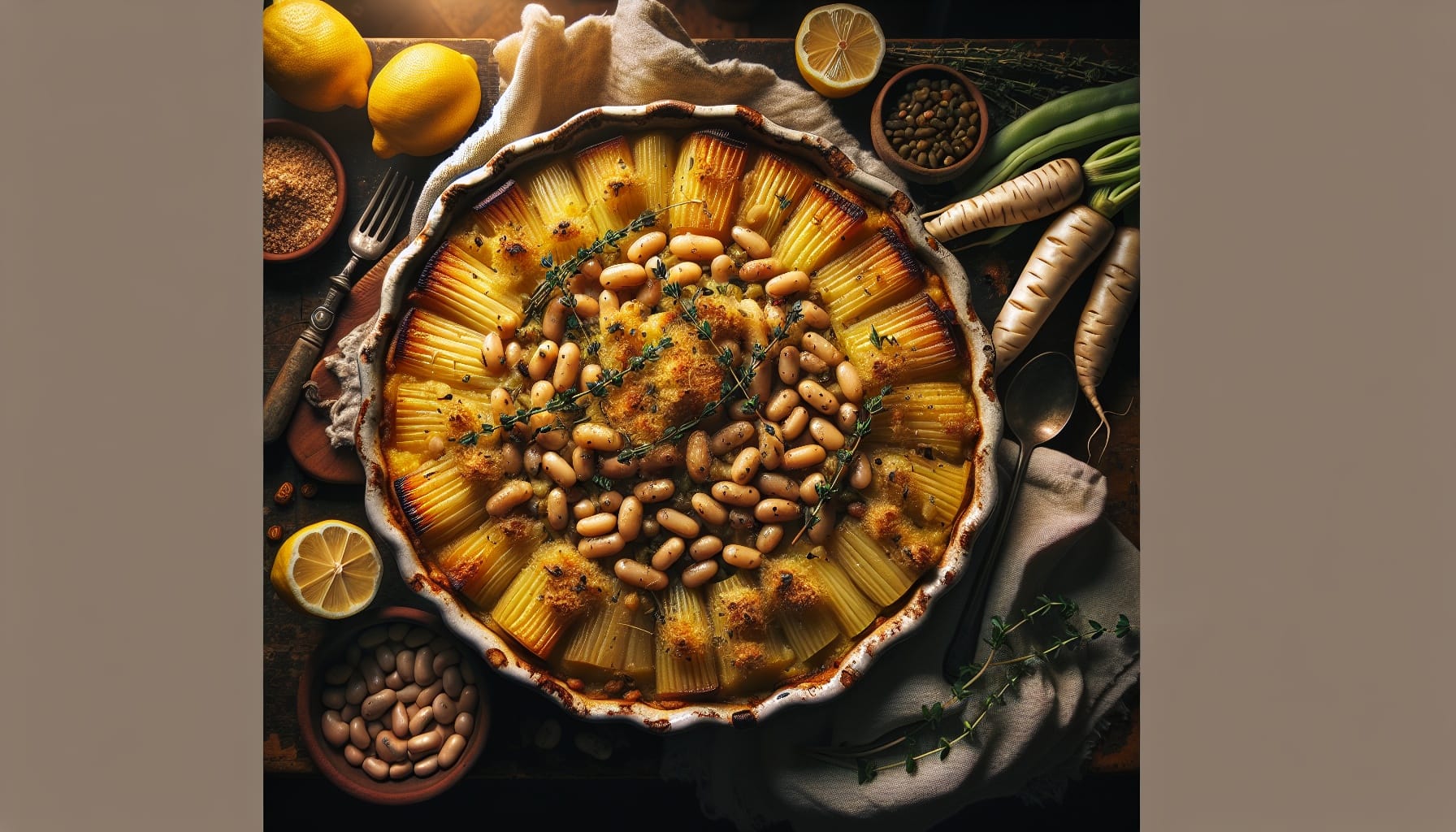 Creamy Celeriac and White Bean Bake with Lemon Thyme Crumb - A delicious recipe by DigiDish