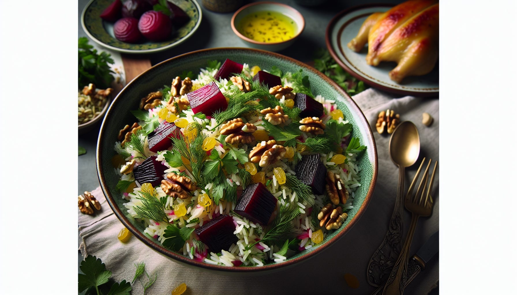 Persian Herb Rice Salad with Roasted Beets and Orange Dressing - A delicious recipe by DigiDish