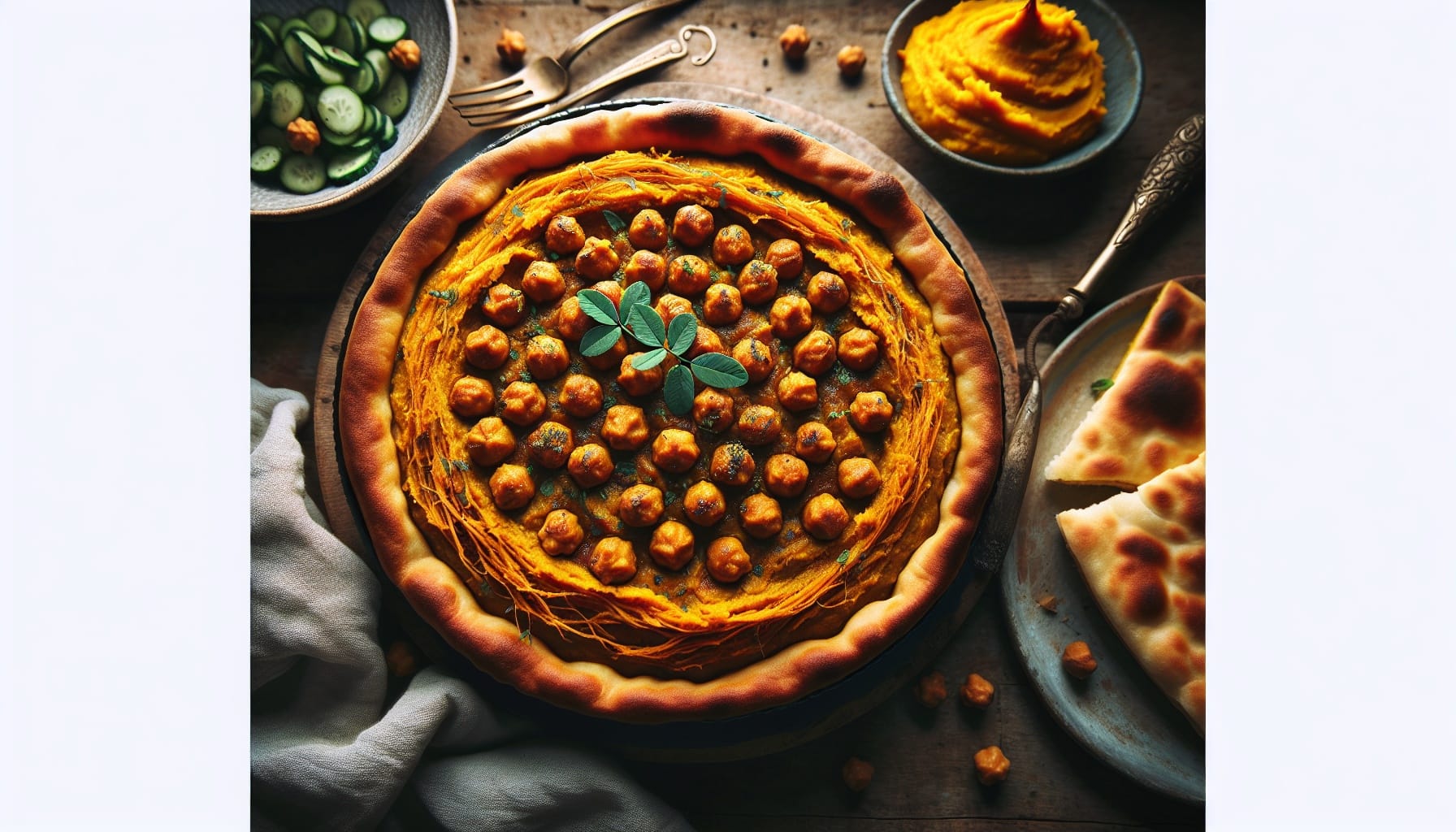 Coconut Curry Chickpea Pie with Golden Sweet Potato Crust - A delicious recipe by DigiDish