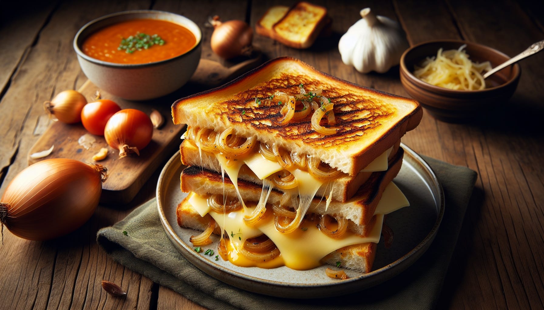 Triple Cheese and Caramelized Onion Toastie with Garlic Butter - A delicious recipe by DigiDish