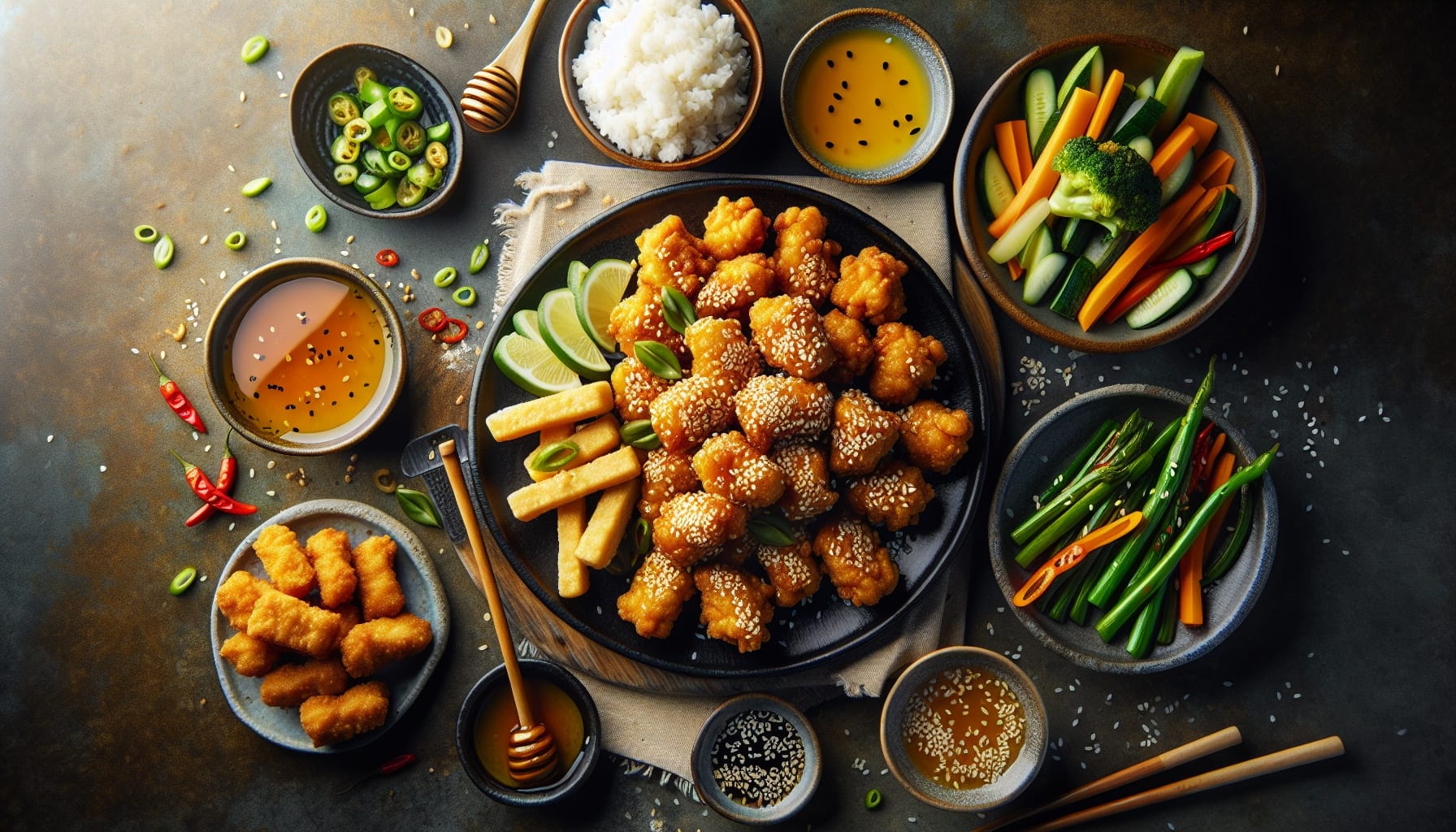 Crispy Sesame Chicken Bites with Honey Chili Dipping Sauce - A delicious recipe by DigiDish