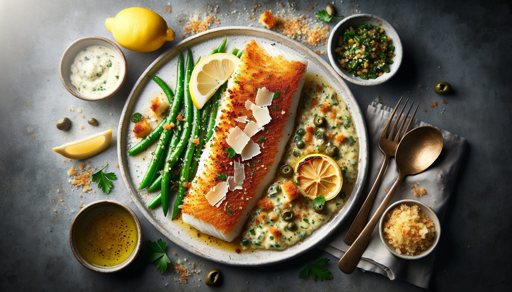 Crispy Parmesan Herb Crusted Cod with Lemon Caper Butter Sauce - A delicious recipe by DigiDish