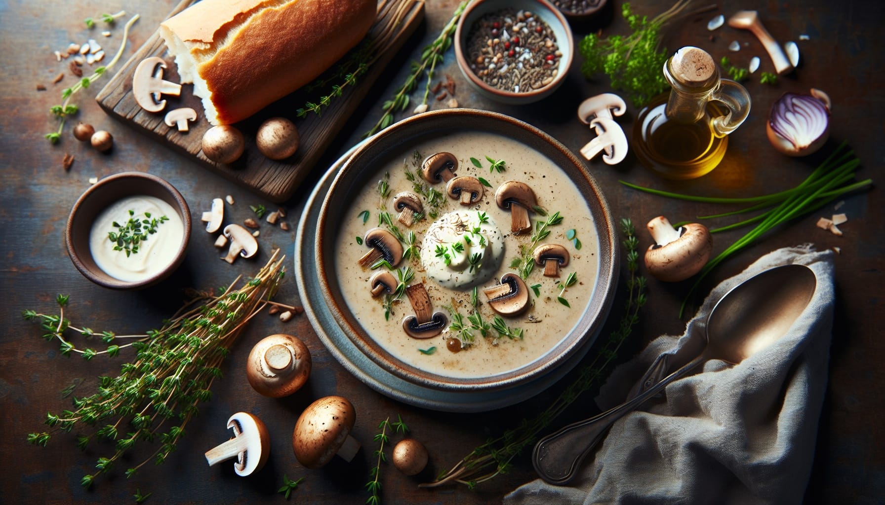 Classic Creamy Mushroom Soup with Thyme and Sherry - A delicious recipe by DigiDish