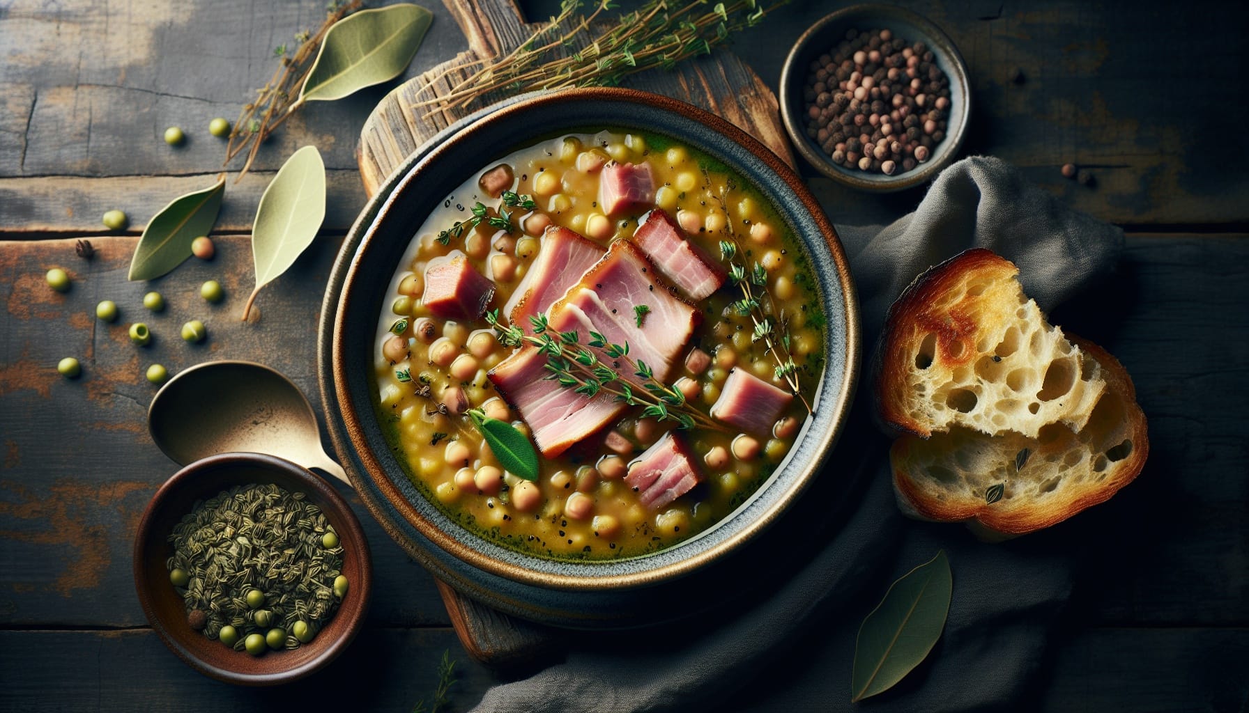 Classic Creamy Split Pea Soup with Ham and Herbs - A delicious recipe by DigiDish