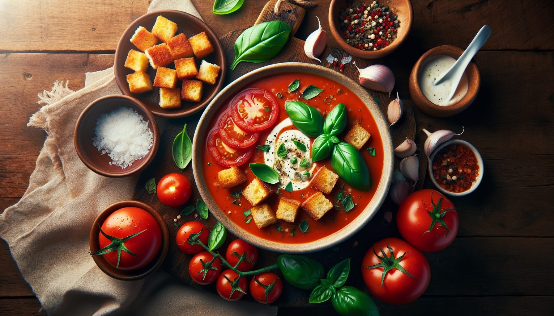 Classic Creamy Tomato Basil Soup with Parmesan Croutons - A delicious recipe by DigiDish
