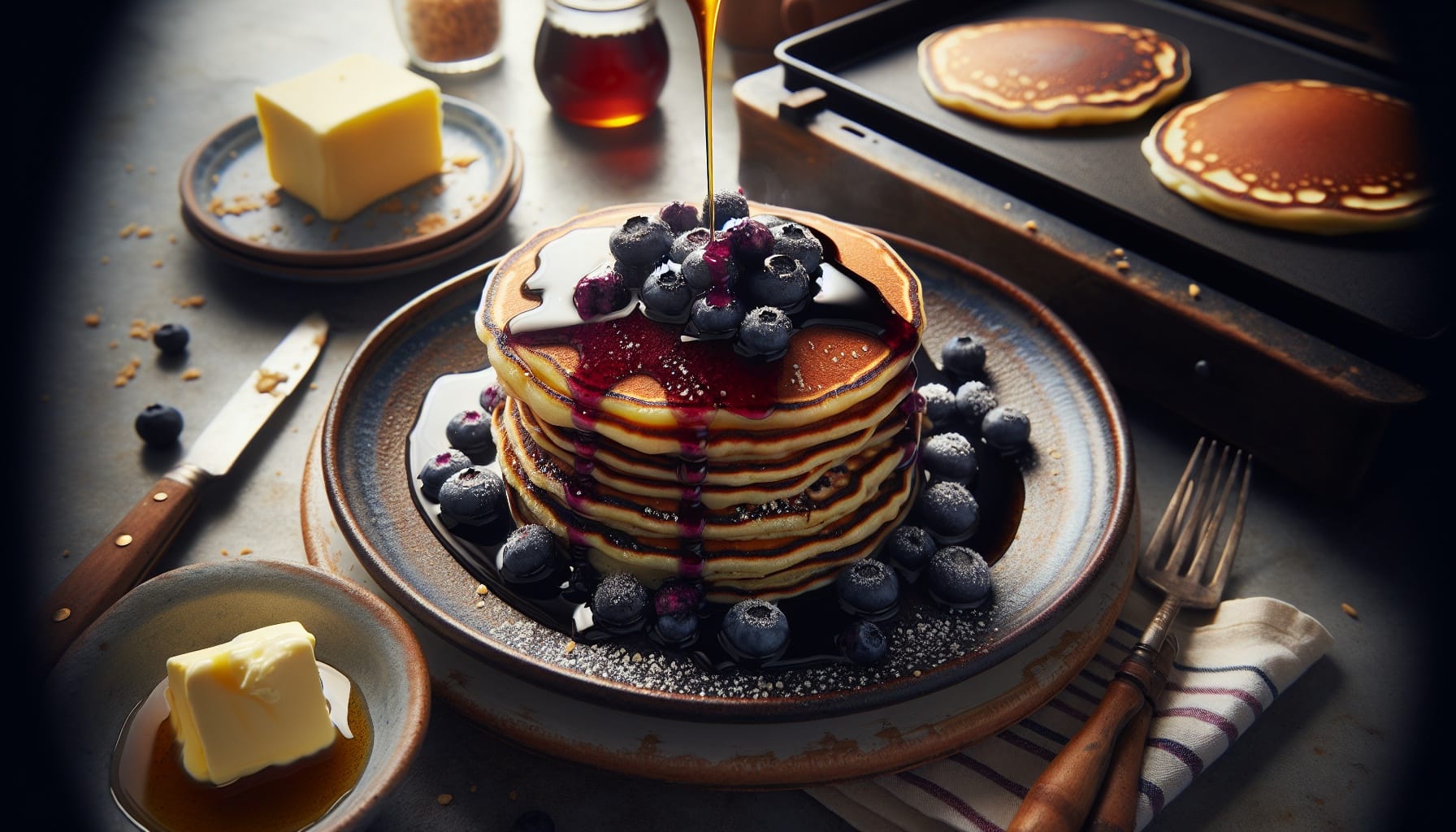 Classic Fluffy Pancakes with Blueberry Maple Syrup - A delicious recipe by DigiDish