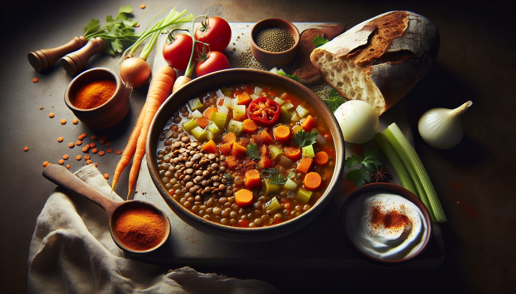 Classic Homemade Vegetable Lentil Soup with Warm Spices - A delicious recipe by DigiDish