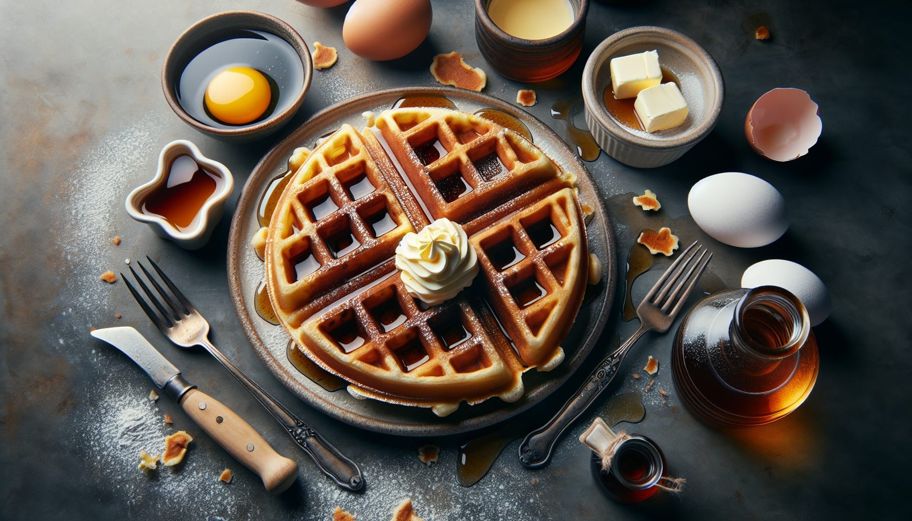 Classic Homemade Waffles with Whipped Butter and Maple Syrup - A delicious recipe by DigiDish