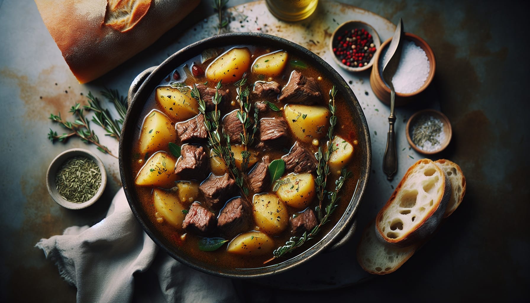 Classic Tender Beef and Potato Stew with a Rich Herb Gravy - A delicious recipe by DigiDish