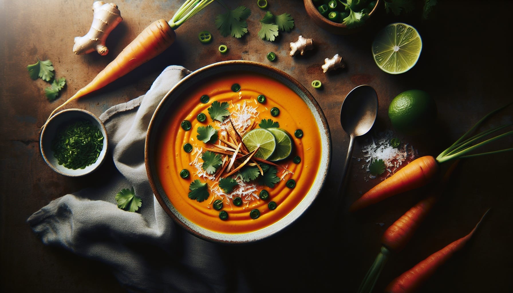 Creamy Carrot Ginger Soup with Coconut Milk and Lime - A delicious recipe by DigiDish