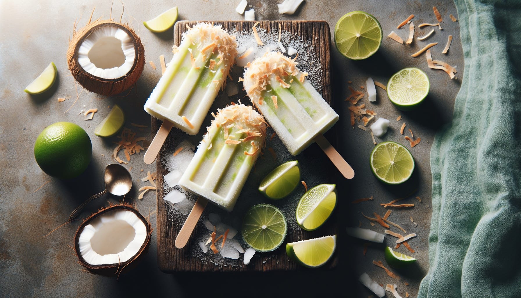 Creamy Coconut Lime Popsicles with Toasted Coconut Flakes - A delicious recipe by DigiDish