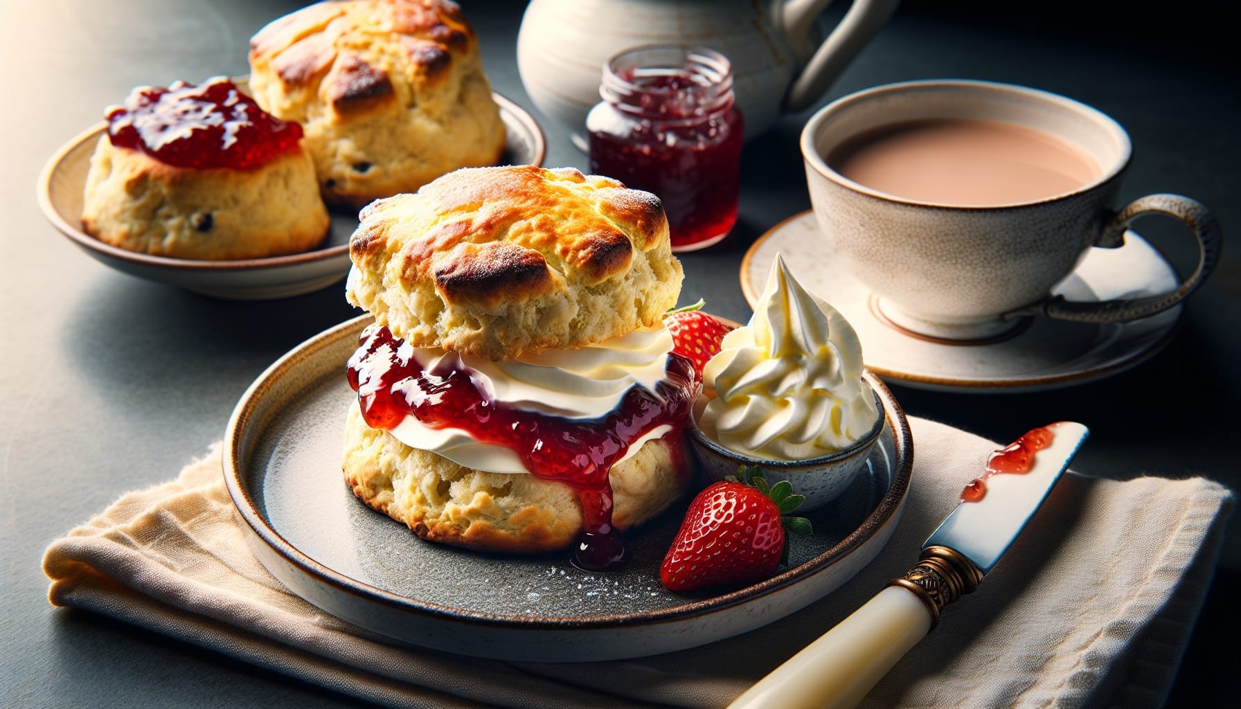 Easy Classic Homemade Scones with Strawberry Jam and Clotted Cream - A delicious recipe by DigiDish
