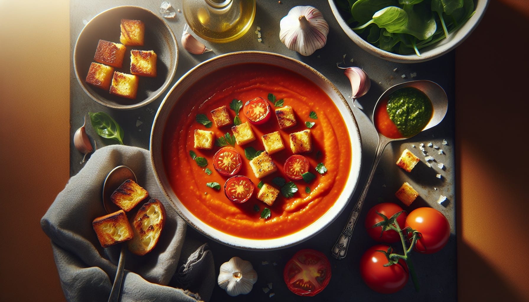Easy Classic Tomato Soup with Grilled Cheese Croutons - A delicious recipe by DigiDish