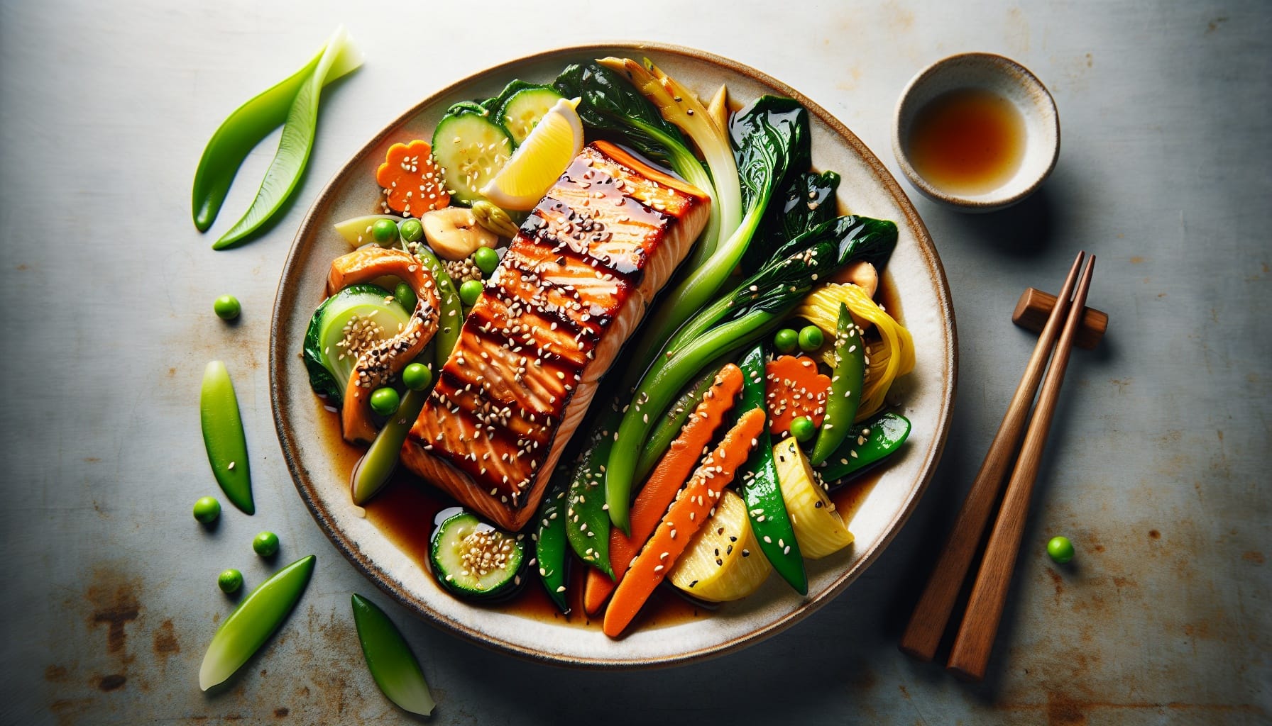 Easy Homemade Honey Glazed Salmon with Sesame Ginger Vegetables - A delicious recipe by DigiDish