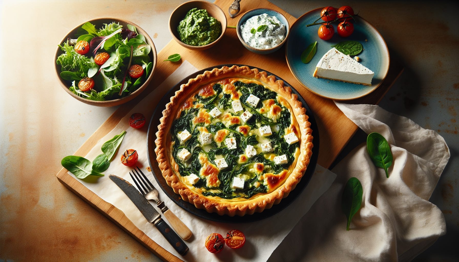 Easy Homemade Spinach Feta Tart with Flaky Pastry - A delicious recipe by DigiDish