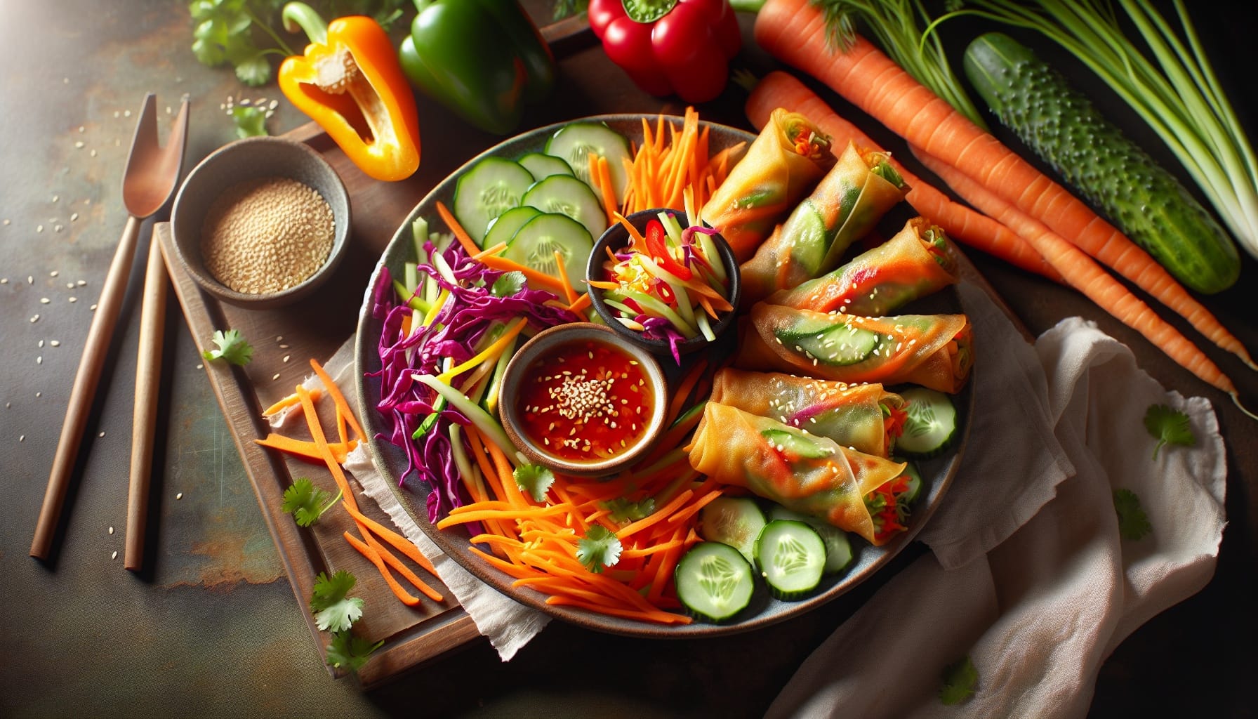 Easy Homemade Vegetable Spring Rolls with Sweet Chili Dipping Sauce - A delicious recipe by DigiDish