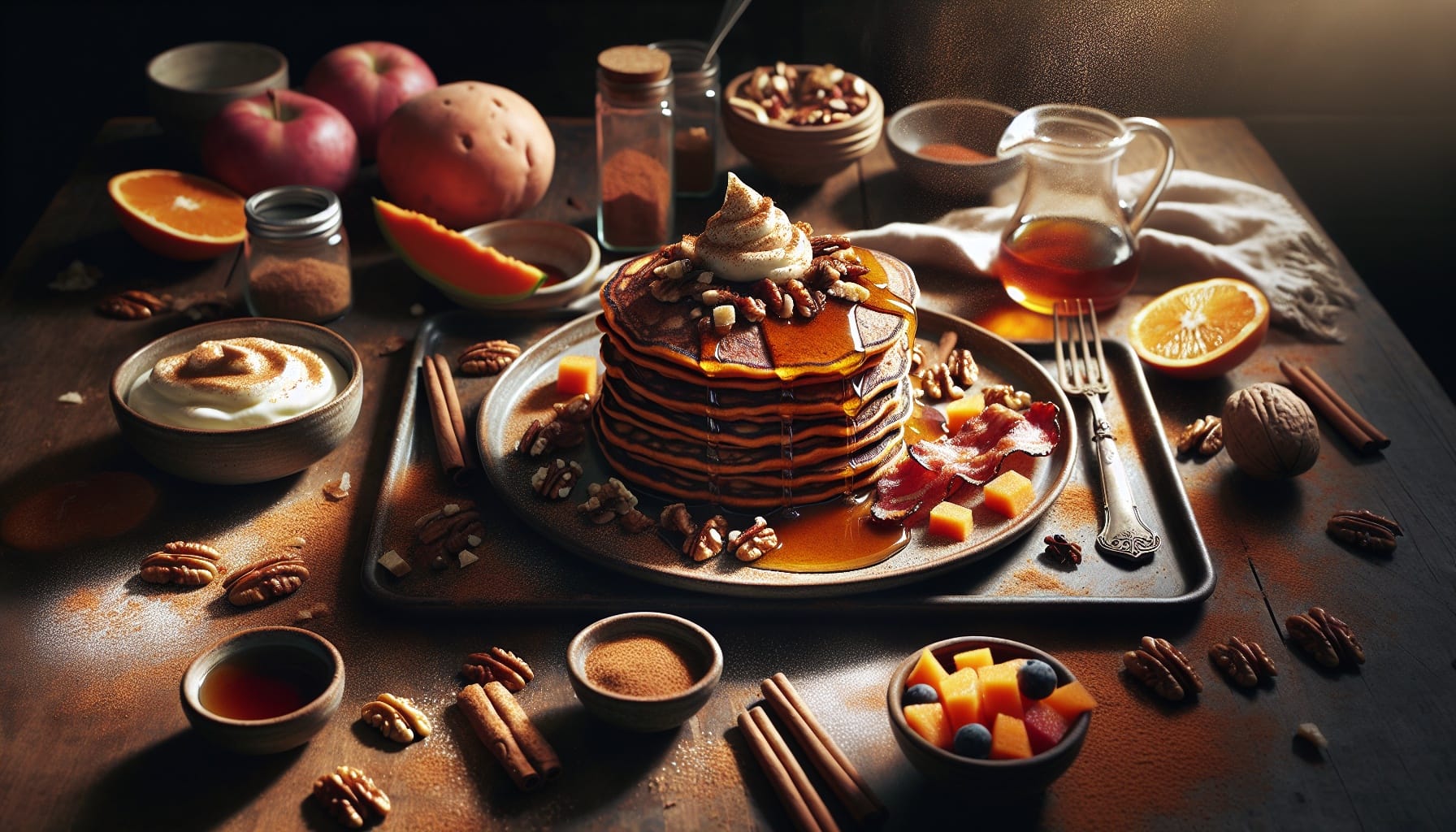 Homemade Sweet Potato Pancakes with Maple Cinnamon Drizzle - A delicious recipe by DigiDish