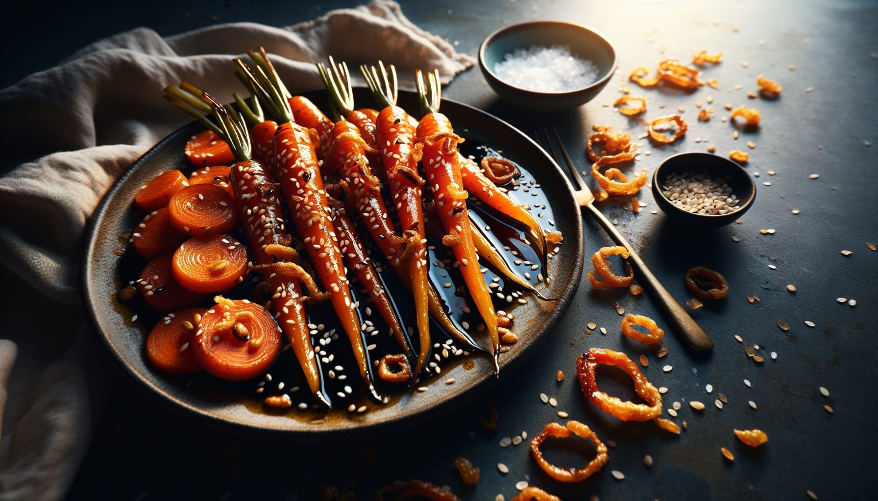 Sesame Honey Glazed Carrots with Crispy Shallots - A delicious recipe by DigiDish