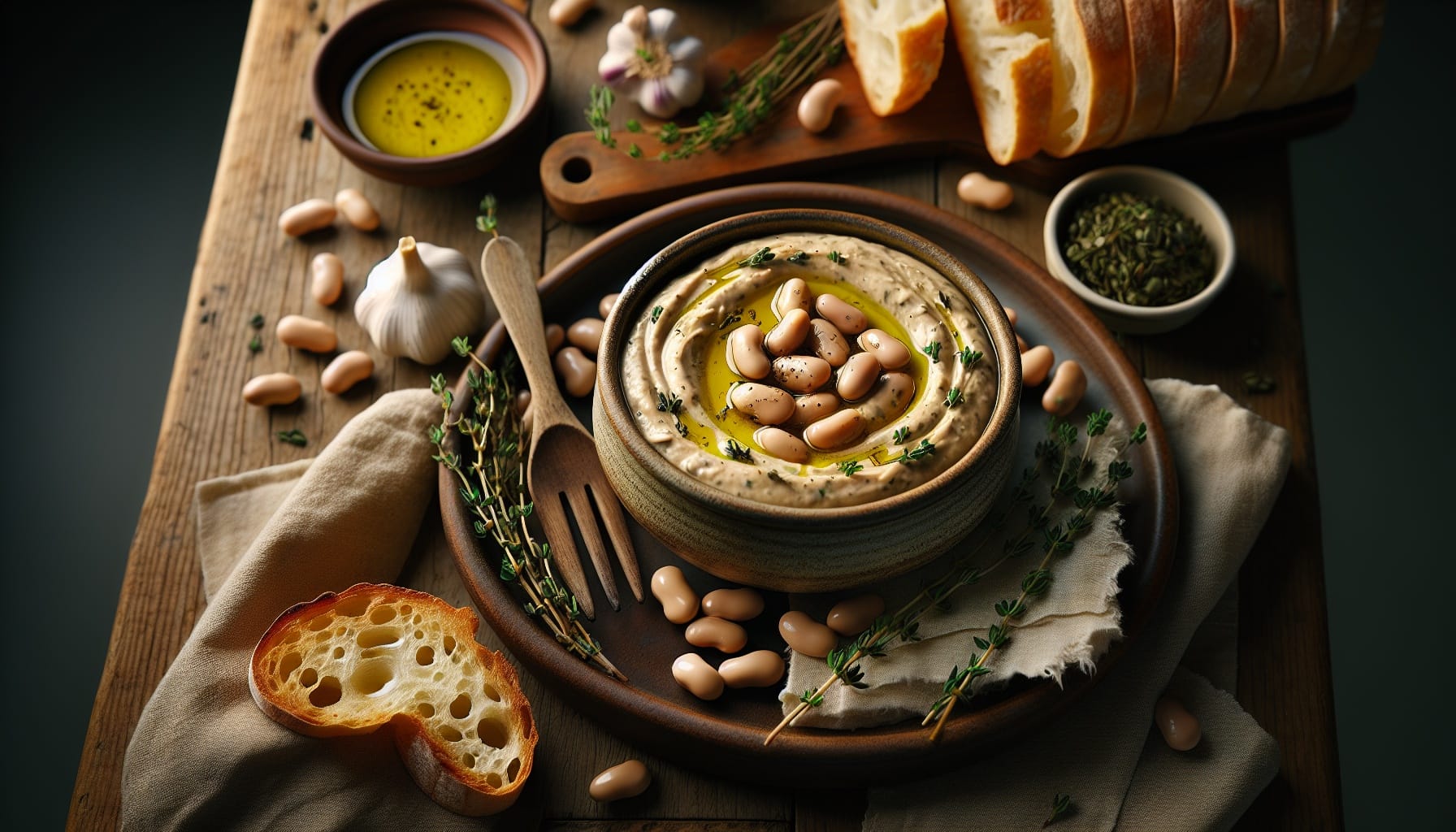 Simple Homemade Butter Bean and Thyme Dip with Crusty Bread - A delicious recipe by DigiDish