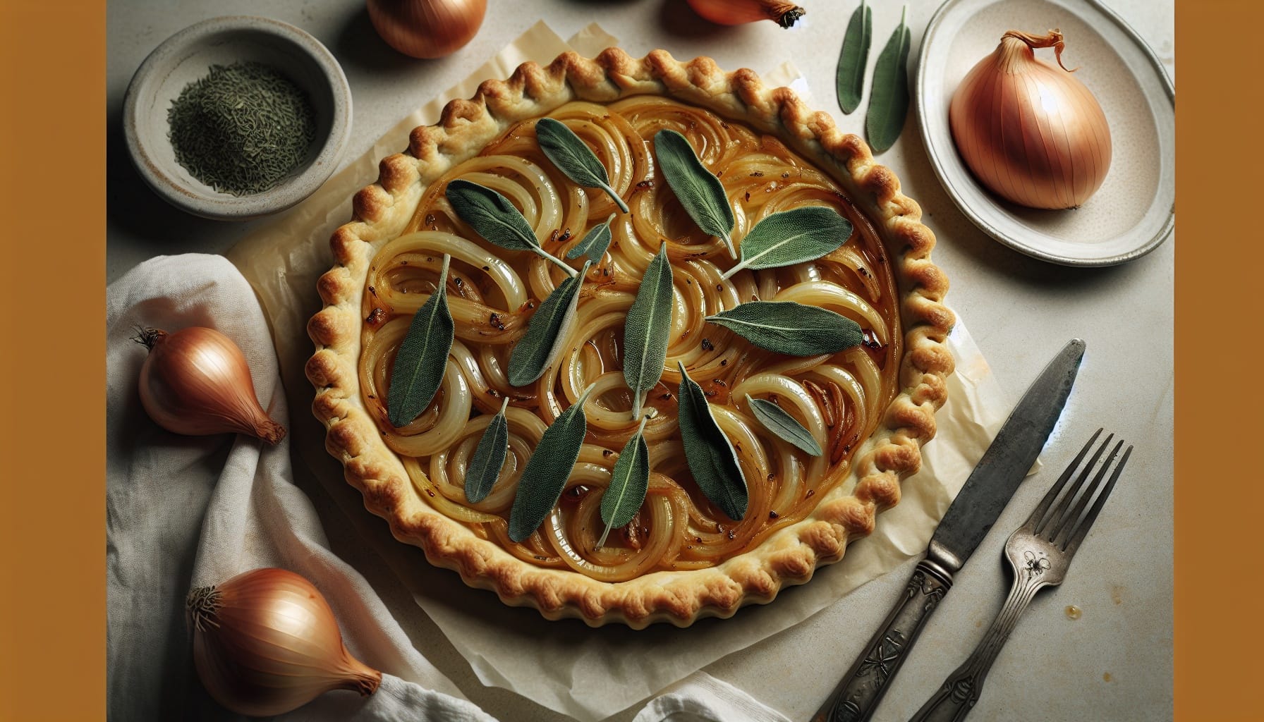 Simple Homemade Caramelized Onion and Sage Tart - A delicious recipe by DigiDish