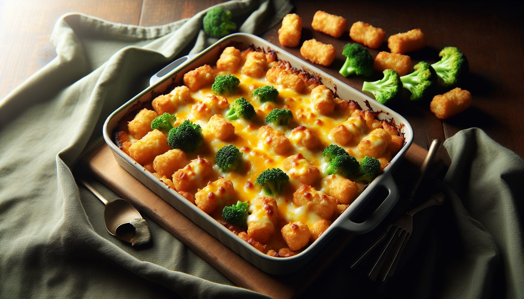 Simple Homemade Cheesy Broccoli Tater Tot Casserole - A delicious recipe by DigiDish